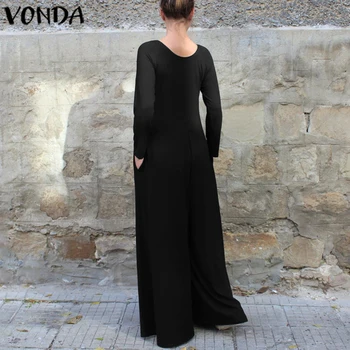 2021 есен VONDA жени тела елегантен гащеризон жена тела реколта случайни свободни O шията широки панталони, дълги тела S-5XL images