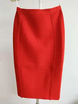 На нова секси мода червен черен еластична превръзка пола молив с гърба на дълга верига от еластичен Bodycon поли нощен клуб облекло images